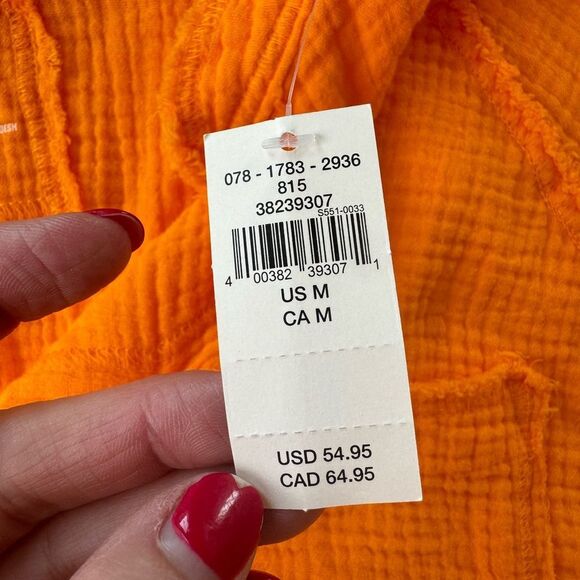 NWT Women’s M aerie Gauzy Pool to Party Coverup Simply Orange Oversized‎ Relaxed - Picture 16 of 16